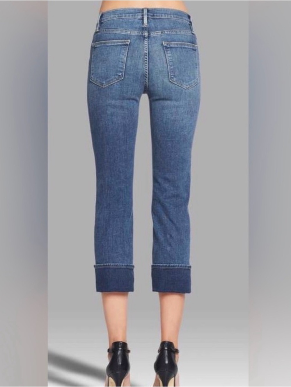 Frame Denim Women's Straight Leg Cropped Blue Jeans - Picture 3 of 9